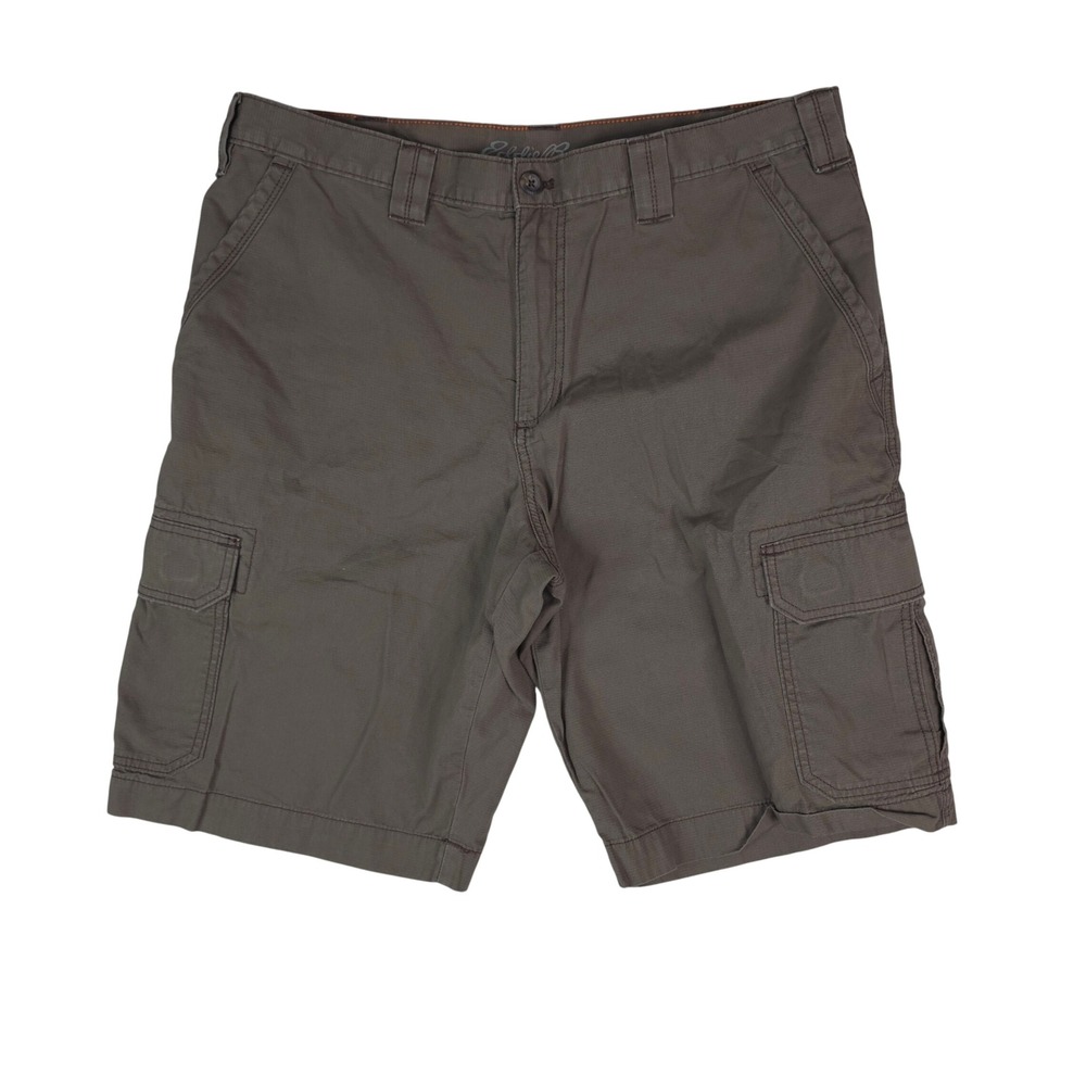 Eddie Bauer Cargo Shorts Mens 38x12 Brown Ripstop Cotton Outdoor Utility Fishing